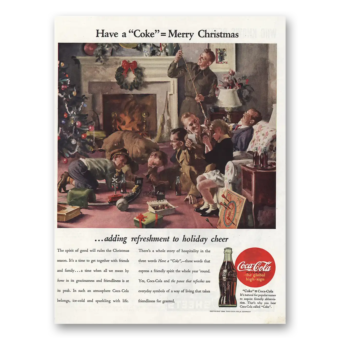 1944 Coca Cola Have Coke Merry Christmas Vintage Magazine Print Ad