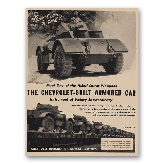 1944 Chevrolet Built Armored Car Victory Extraordinary Vintage Magazine Print Ad