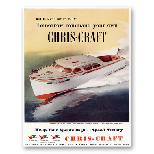 1944 Chris Craft Tomorrow Command Your Own Vintage Magazine Print Ad