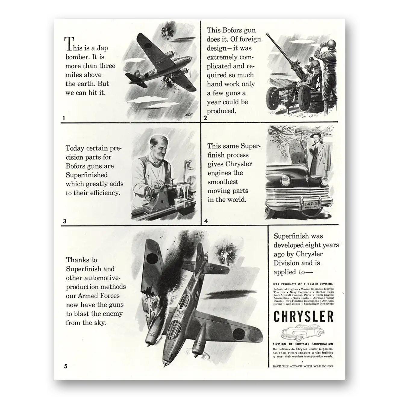 1944 Chrysler War Products This Is a Jap Bomber Vintage Magazine Print Ad