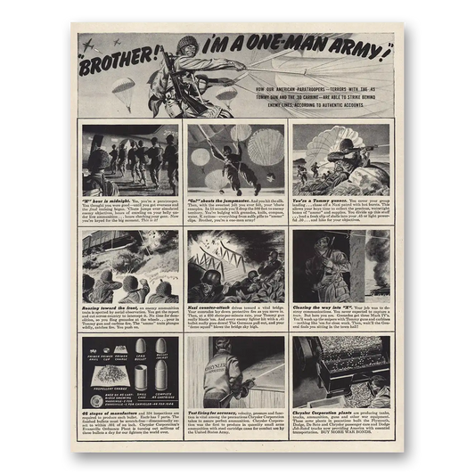 1944 Chrysler War Products One Man Army Vintage Magazine Print Ad