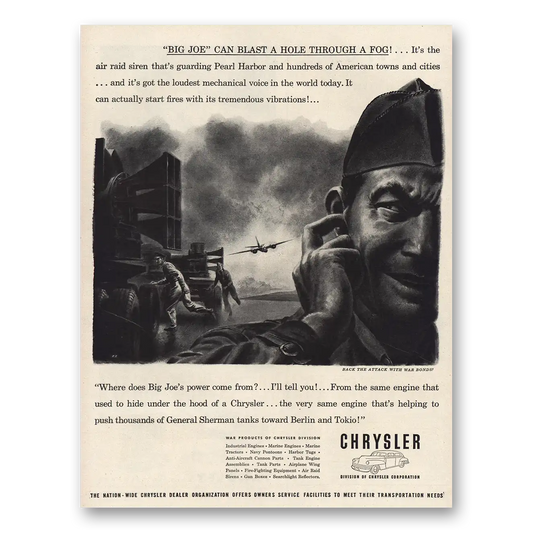 1944 Chrysler Big Joe Can Blast Hole Through Fog Vintage Magazine Print Ad