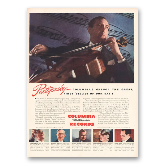 1944 Columbia Records Piatigorsky Gregor the Great Vintage Magazine Print Ad