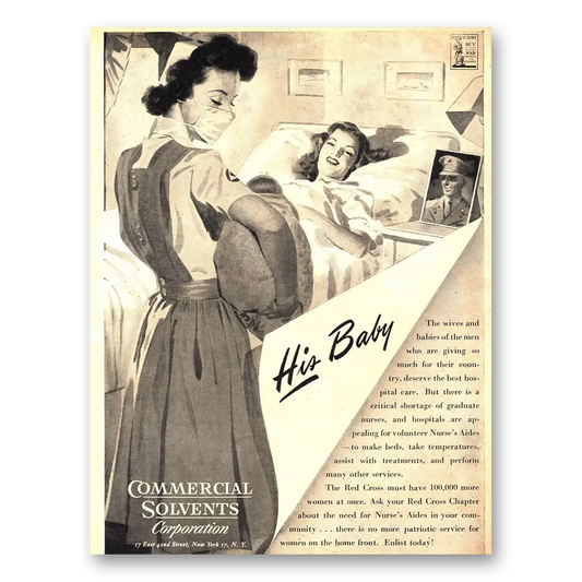 1944 Commercial Solvents His Baby Vintage Magazine Print Ad