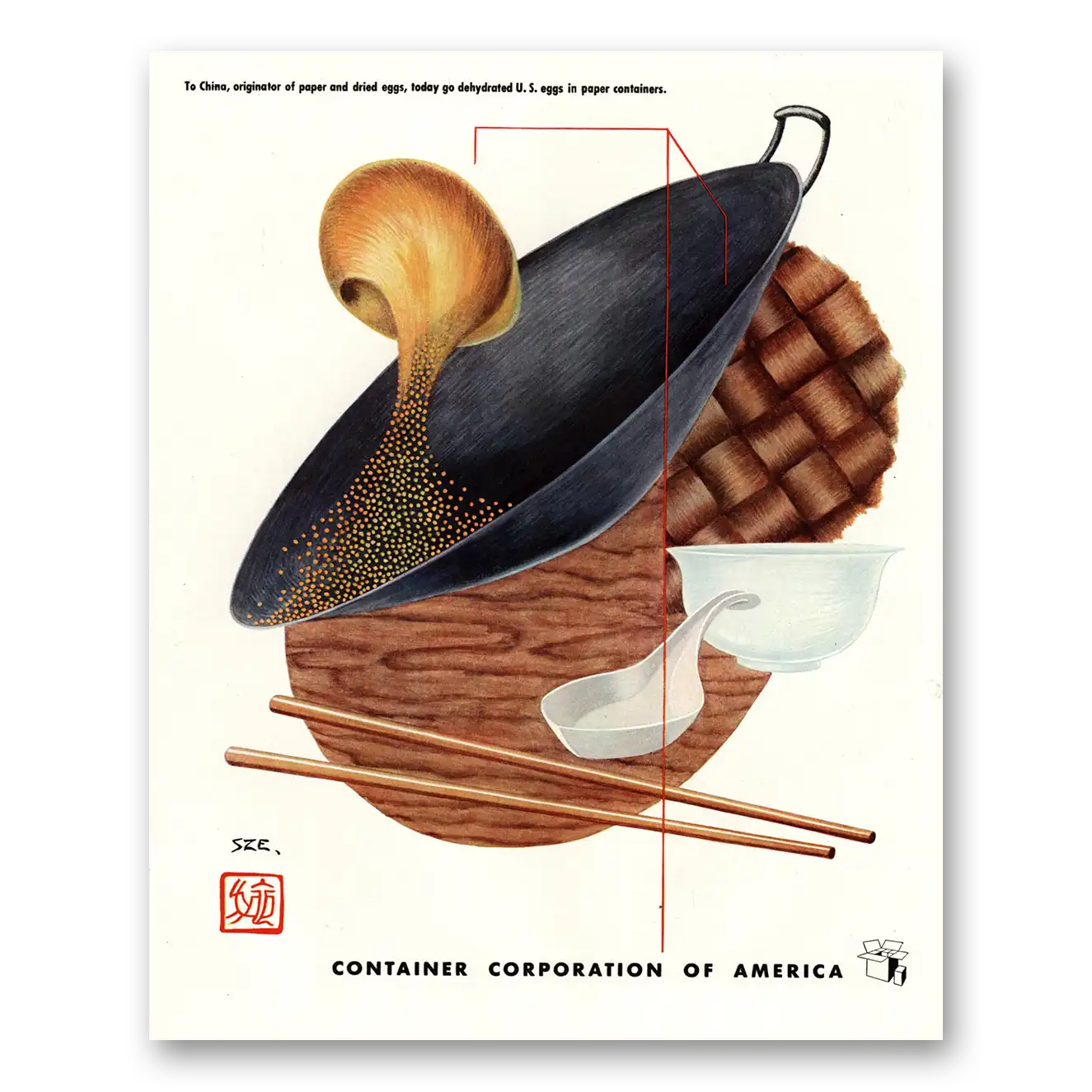 1944 Container Corporation of America China Originator of Paper Vintage Magazine Print Ad