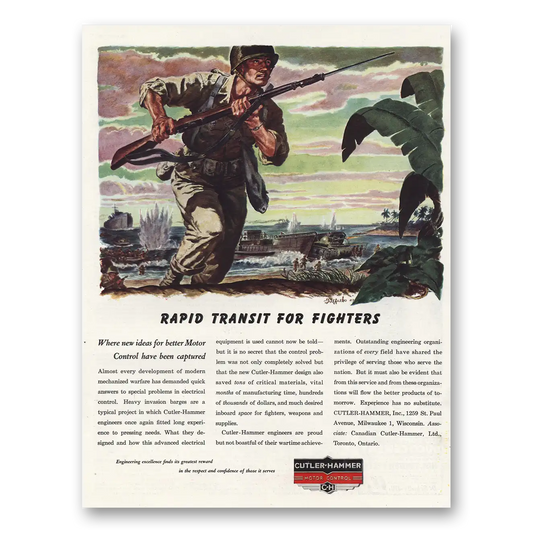 1944 Cutler Hammer Rapid Transit for Fighters Vintage Magazine Print Ad