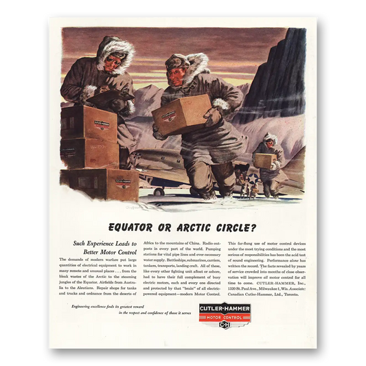 1944 Cutler Hammer Equator or Arctic Circle Vintage Magazine Print Ad