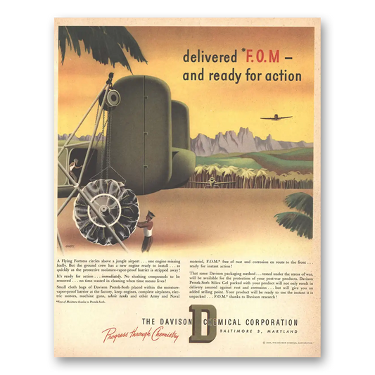 1944 Davison Chemical Delivered FOM and Ready for Action Vintage Magazine Print Ad