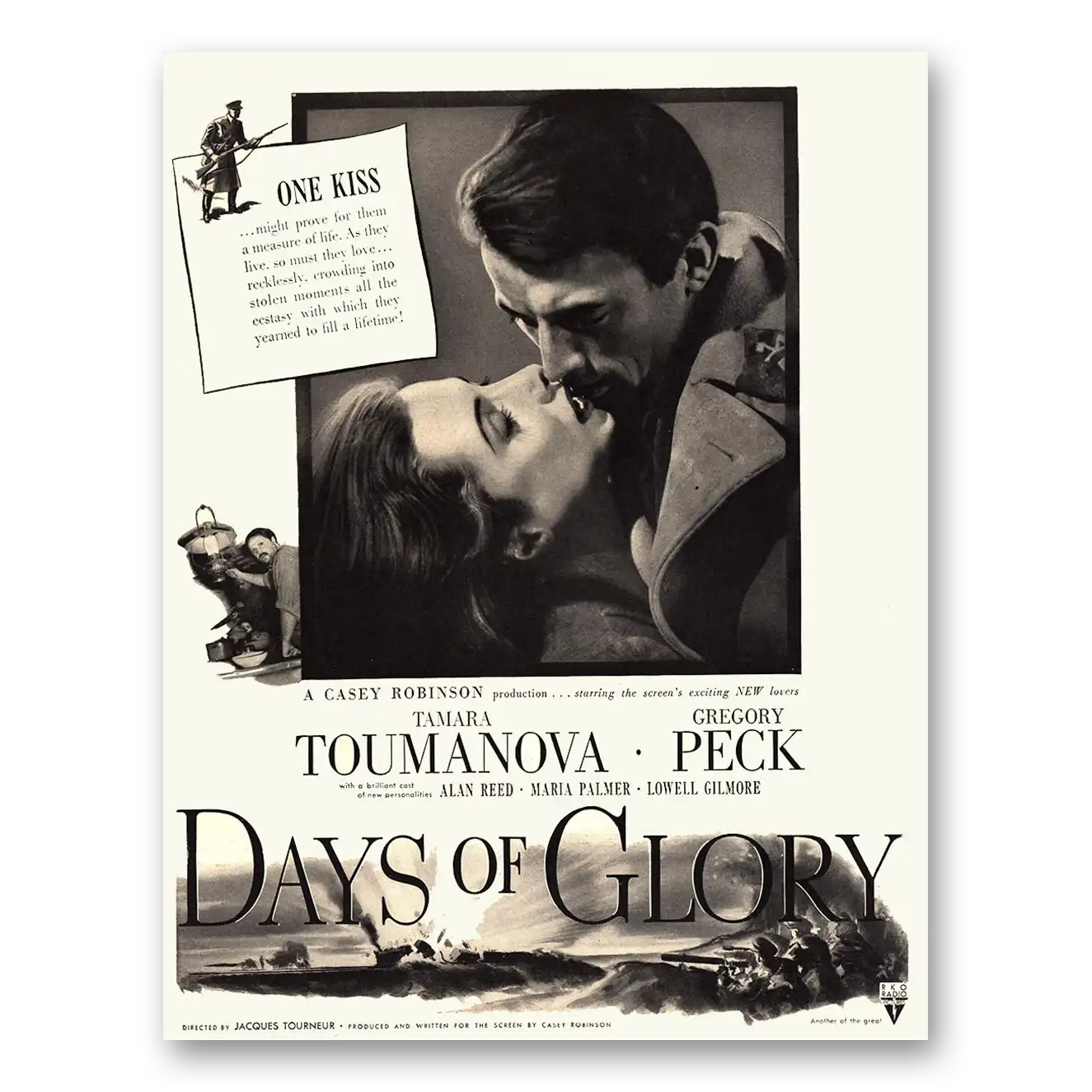 1944 Days of Glory Movie Promo Tamara Taumanova and Gregory Peck Vintage Magazine Print Ad