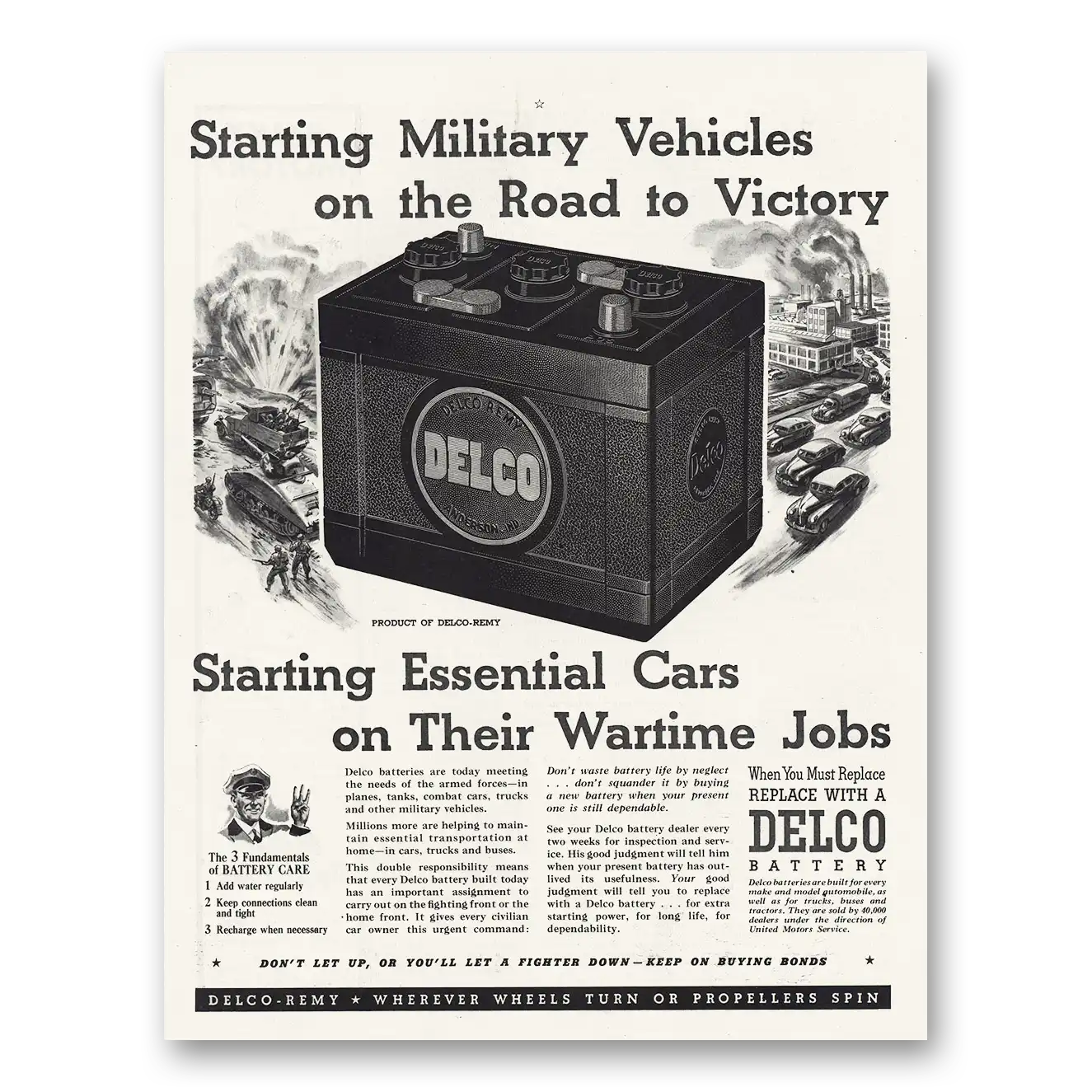 1944 Delco Starting Military Vehicles Vintage Magazine Print Ad