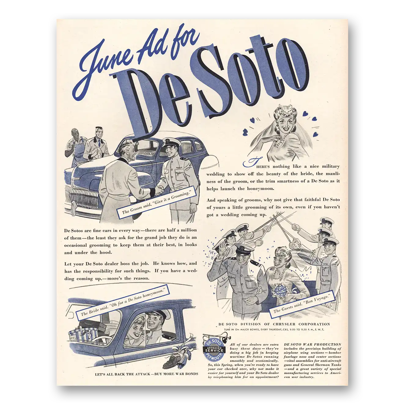 1944 DeSoto June Ad Vintage Magazine Print Ad