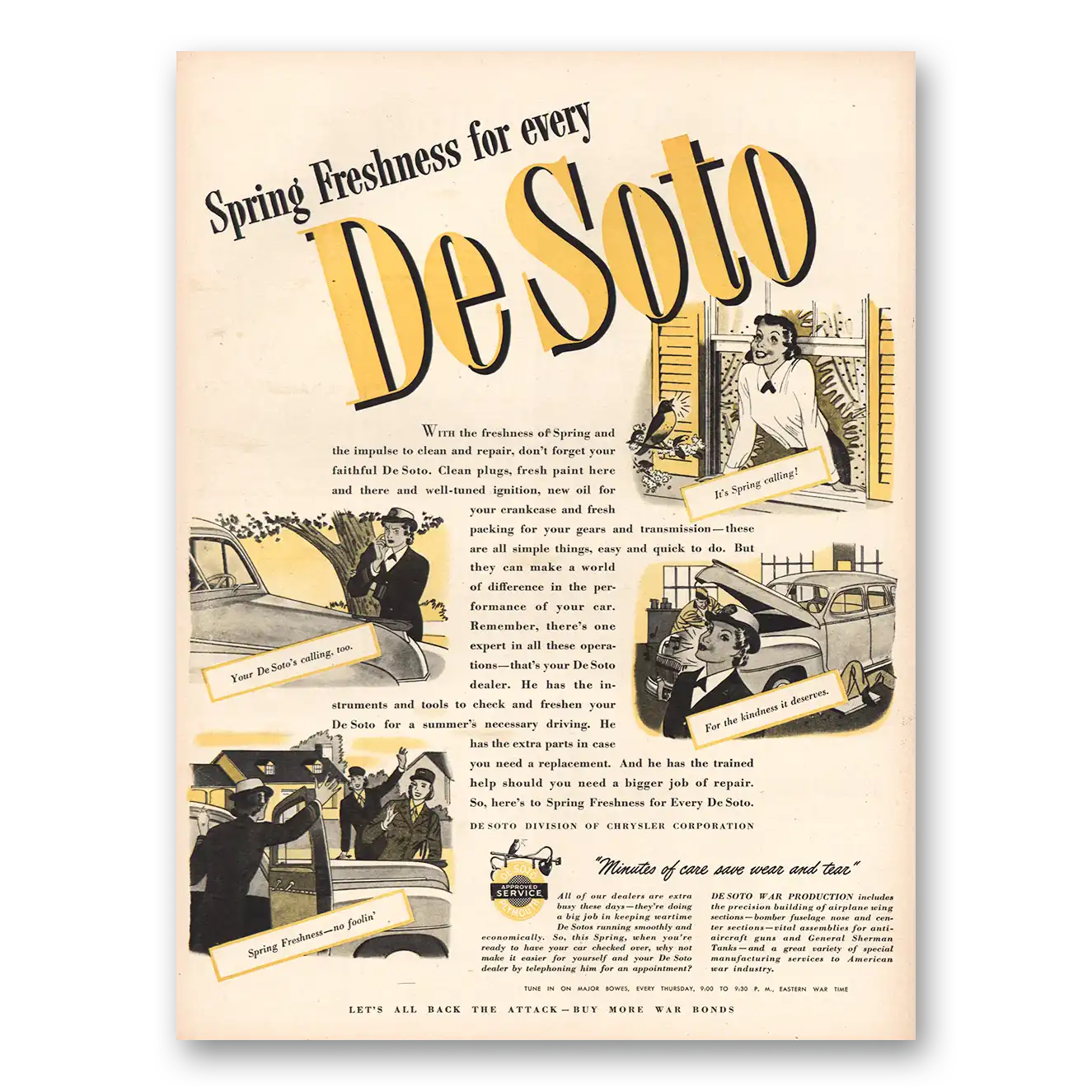 1944 DeSoto Spring Freshness Vintage Magazine Print Ad