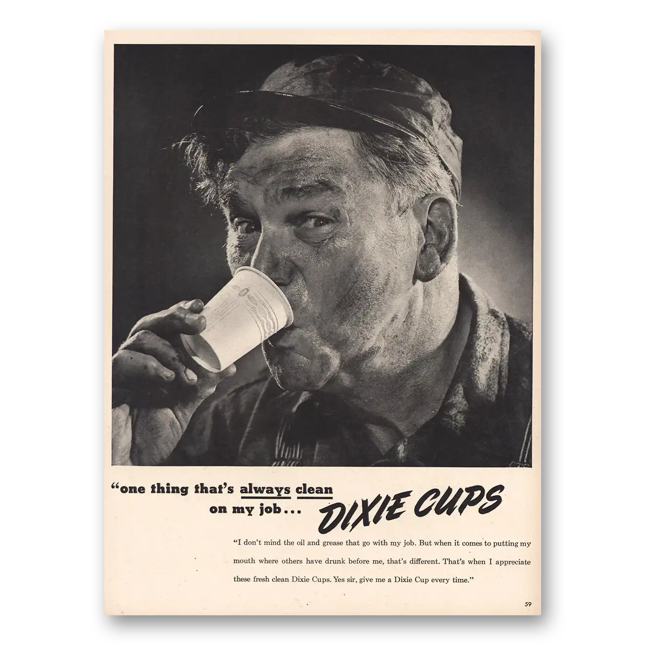 1944 Dixie Cup Always Clean Vintage Magazine Print Ad