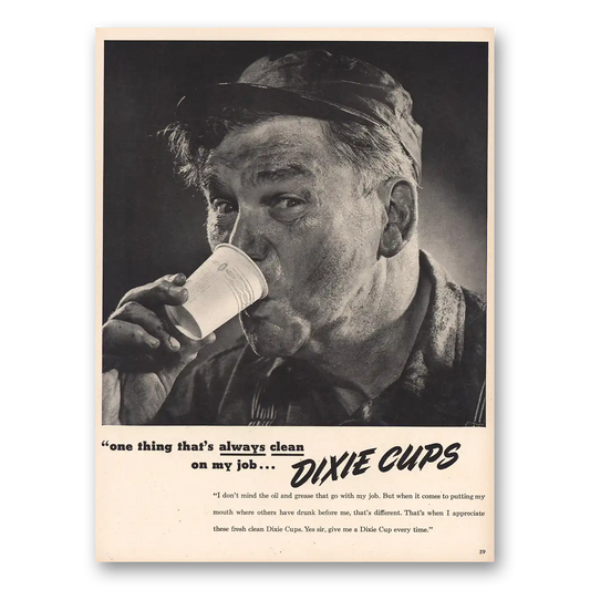 1944 Dixie Cup Always Clean Vintage Magazine Print Ad