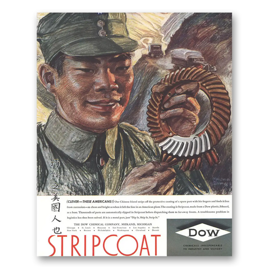 1944 Dow Stripcoat Clever These Americans Vintage Magazine Print Ad