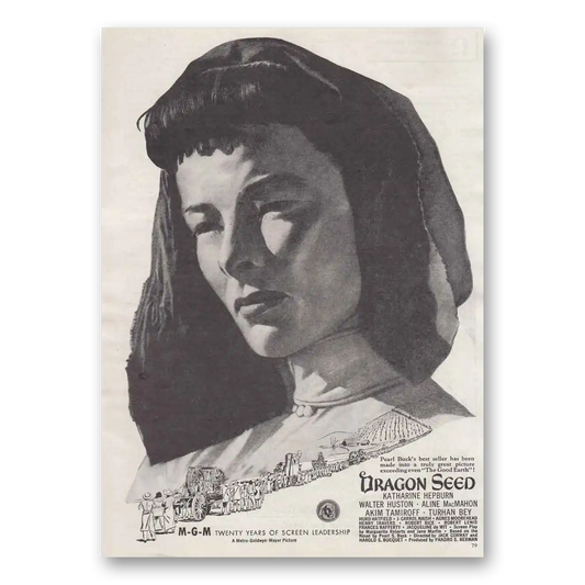 1944 Dragon Seed Movie Promo Katharine Hepburn Vintage Magazine Print Ad