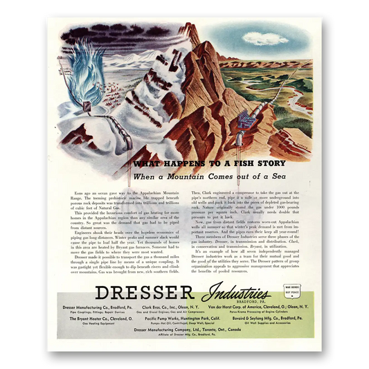 1944 Dresser Industries What Happens to a Fish Story Vintage Magazine Print Ad