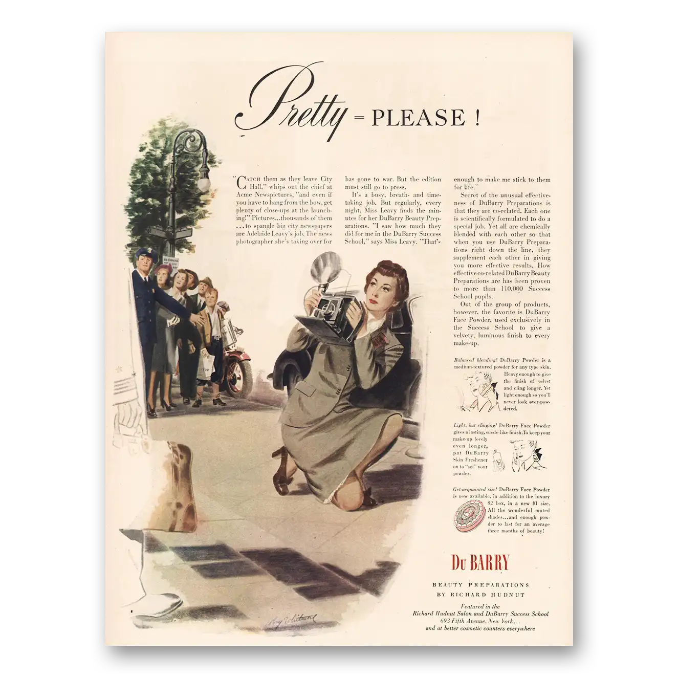 1944 DuBarry Beauty Pretty Please Vintage Magazine Print Ad