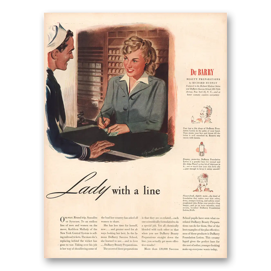 1944 DuBarry Beauty Lady With a Line Vintage Magazine Print Ad