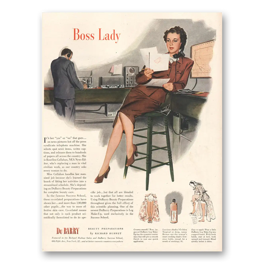 1944 DuBarry Beauty Boss Lady Vintage Magazine Print Ad