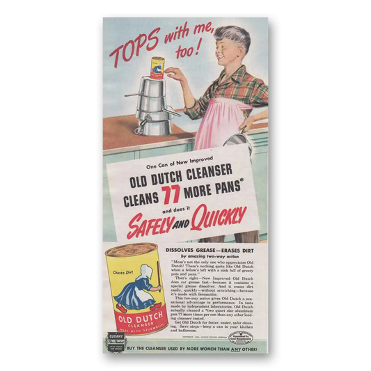 1944 Old Dutch Cleanser Tops With Me Vintage Magazine Print Ad