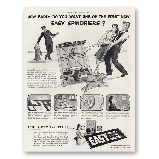 1944 Easy Washing Machine How Badly Do You Want One Vintage Magazine Print Ad