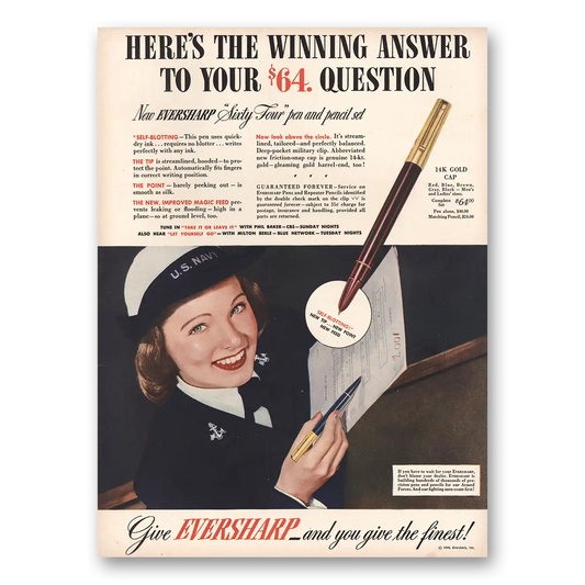 1944 Eversharp Sixty Four Pen Vintage Magazine Print Ad