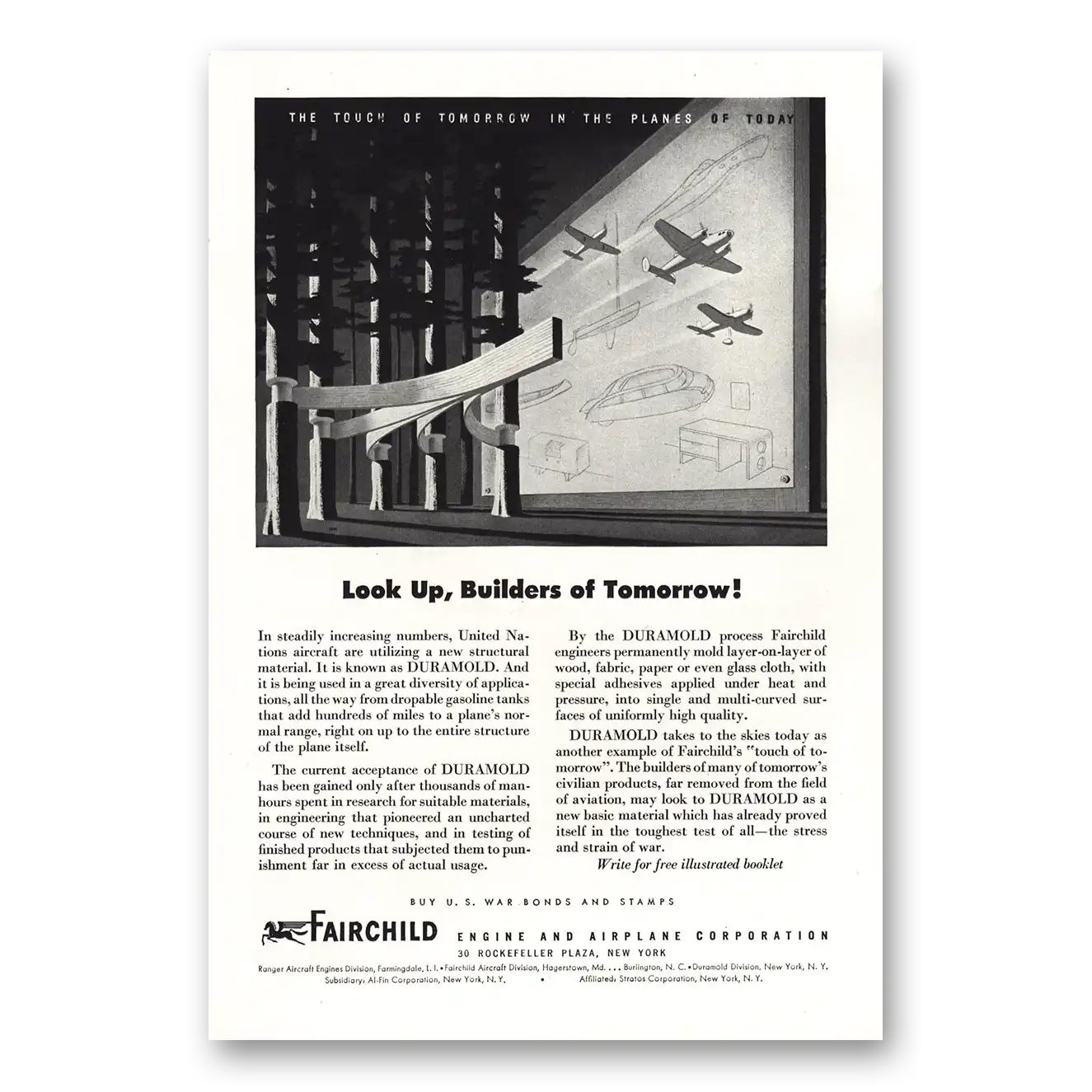 1944 Fairchild Engine Look Up Builders of Tomorrow Vintage Magazine Print Ad