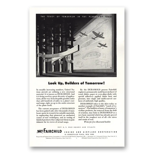 1944 Fairchild Engine Look Up Builders of Tomorrow Vintage Magazine Print Ad