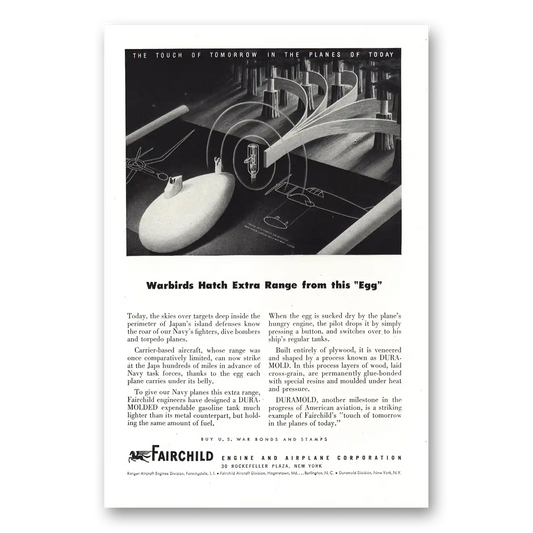 1944 Fairchild Engine Warbirds Hatch Extra Range Vintage Magazine Print Ad