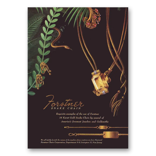 1944 Forstner Snake Chain Vintage Magazine Print Ad