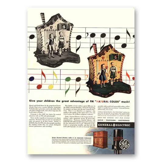 1944 General Electric Radio Hansel and Gretel Vintage Magazine Print Ad