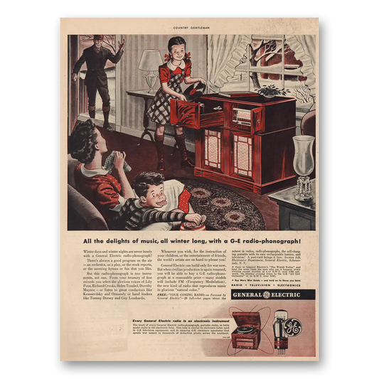 1944 General Electric Radio Delights of Music Vintage Magazine Print Ad