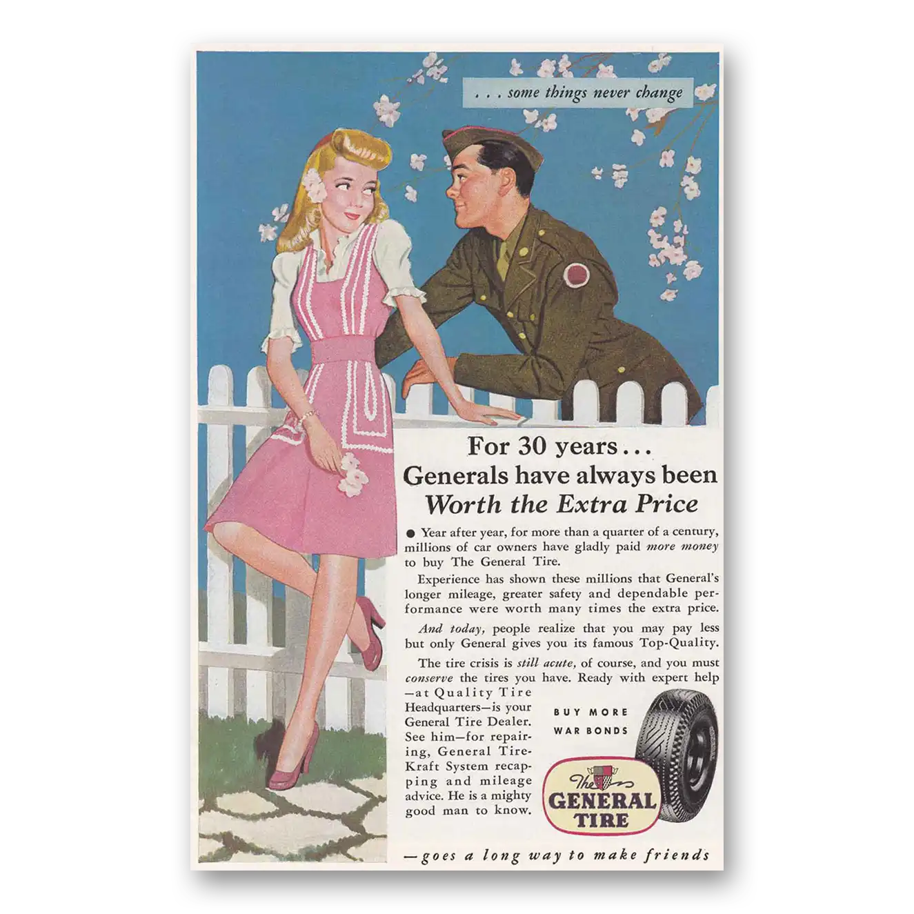 1944 General Tire Some Things Never Change Vintage Magazine Print Ad