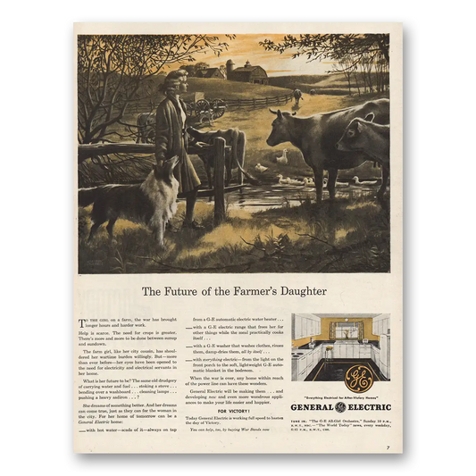 1944 General Electric Farmers Daughter Vintage Magazine Print Ad