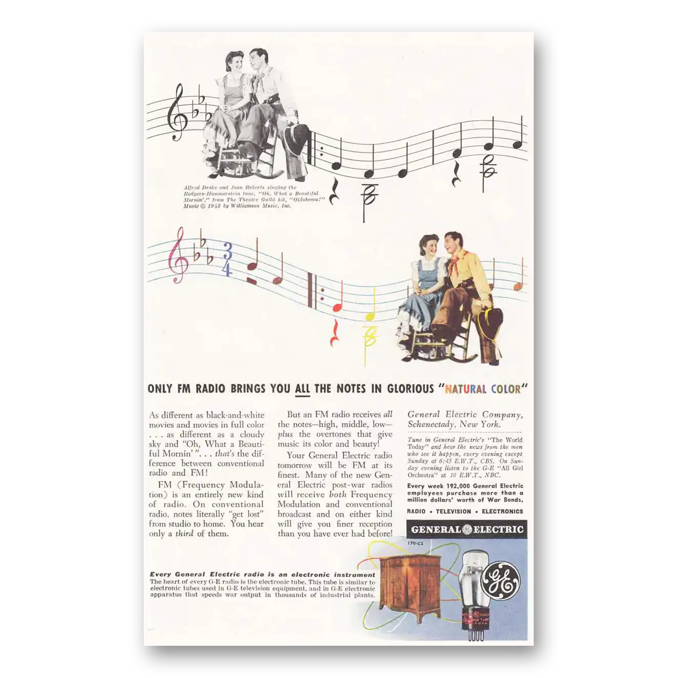 1944 General Electric Radio Notes in Glorious Natural Color Vintage Magazine Print Ad