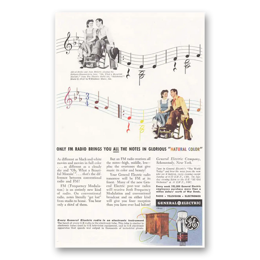 1944 General Electric Radio Notes in Glorious Natural Color Vintage Magazine Print Ad