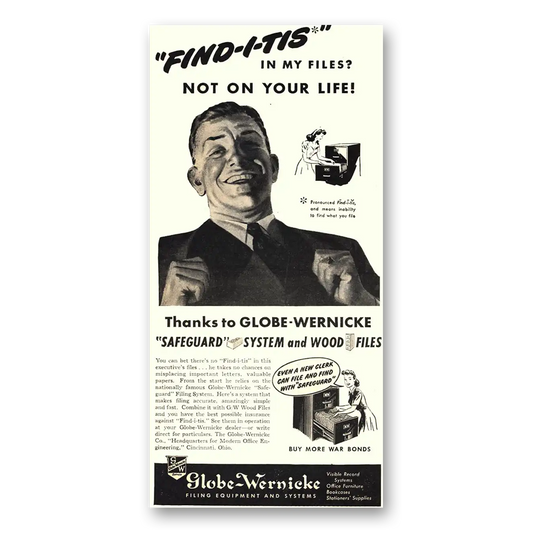 1944 Globe Wernicke Safeguard System and Wood Files Vintage Magazine Print Ad