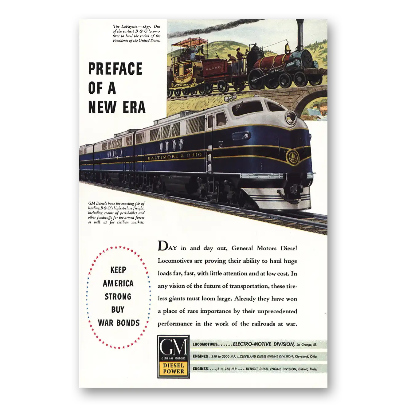 1944 GM Diesel Power Preface of New Era Vintage Magazine Print Ad