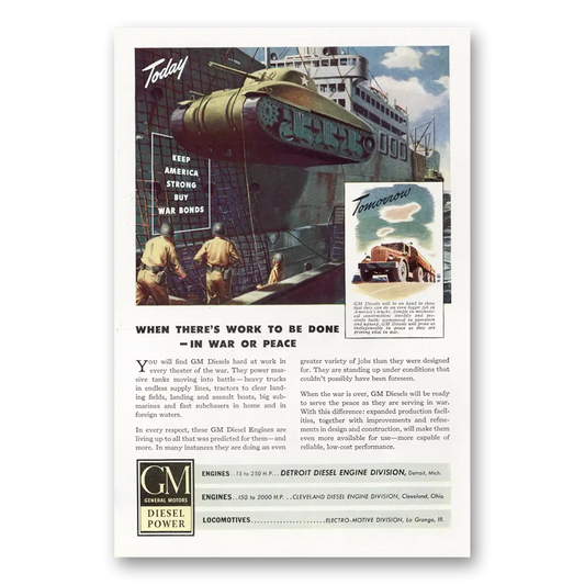 1944 GM Diesel Power When Theres Work to Be Done Vintage Magazine Print Ad