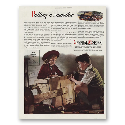 1944 General Motors Pulling a Smoothie Vintage Magazine Print Ad