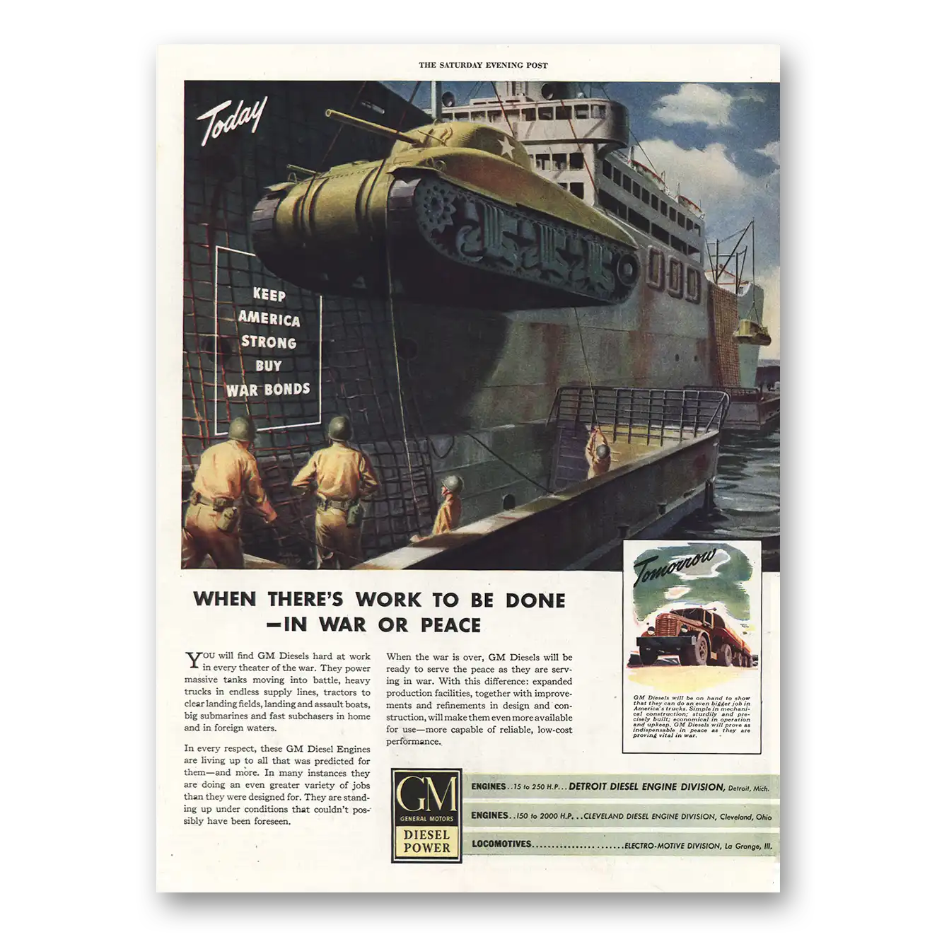 1944 GM Diesel Power When Theres Work To Be Done Vintage Magazine Print Ad