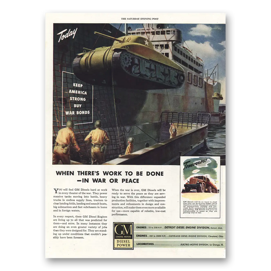 1944 GM Diesel Power When Theres Work To Be Done Vintage Magazine Print Ad