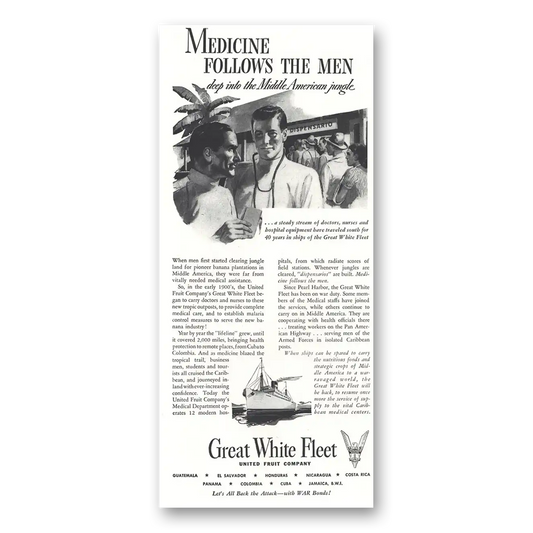 1944 Great White Fleet Medicine Follows the Men Vintage Magazine Print Ad