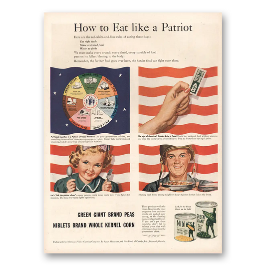 1944 Green Giant Eat Like a Patriot Vintage Magazine Print Ad