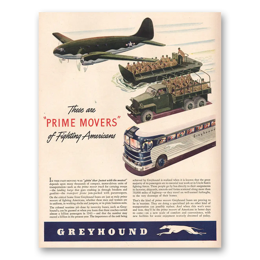 1944 Greyhound Prime Movers Vintage Magazine Print Ad