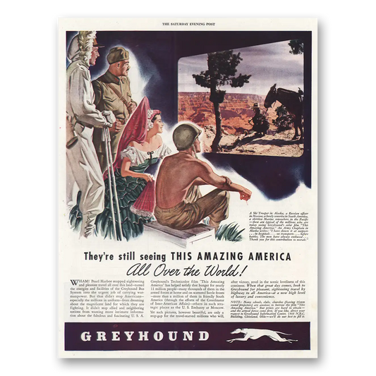 1944 Greyhound Amazing America Vintage Magazine Print Ad