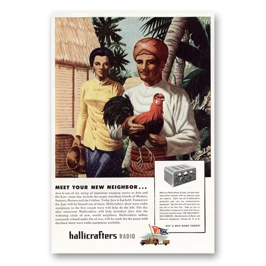 1944 Hallicrafters Meet Your New Neighbor Java Vintage Magazine Print Ad