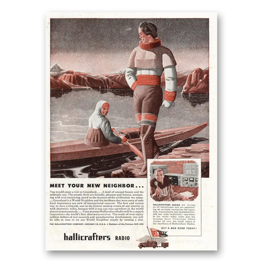 1944 Hallicrafters Meet Your New Neighbor Greenland Vintage Magazine Print Ad