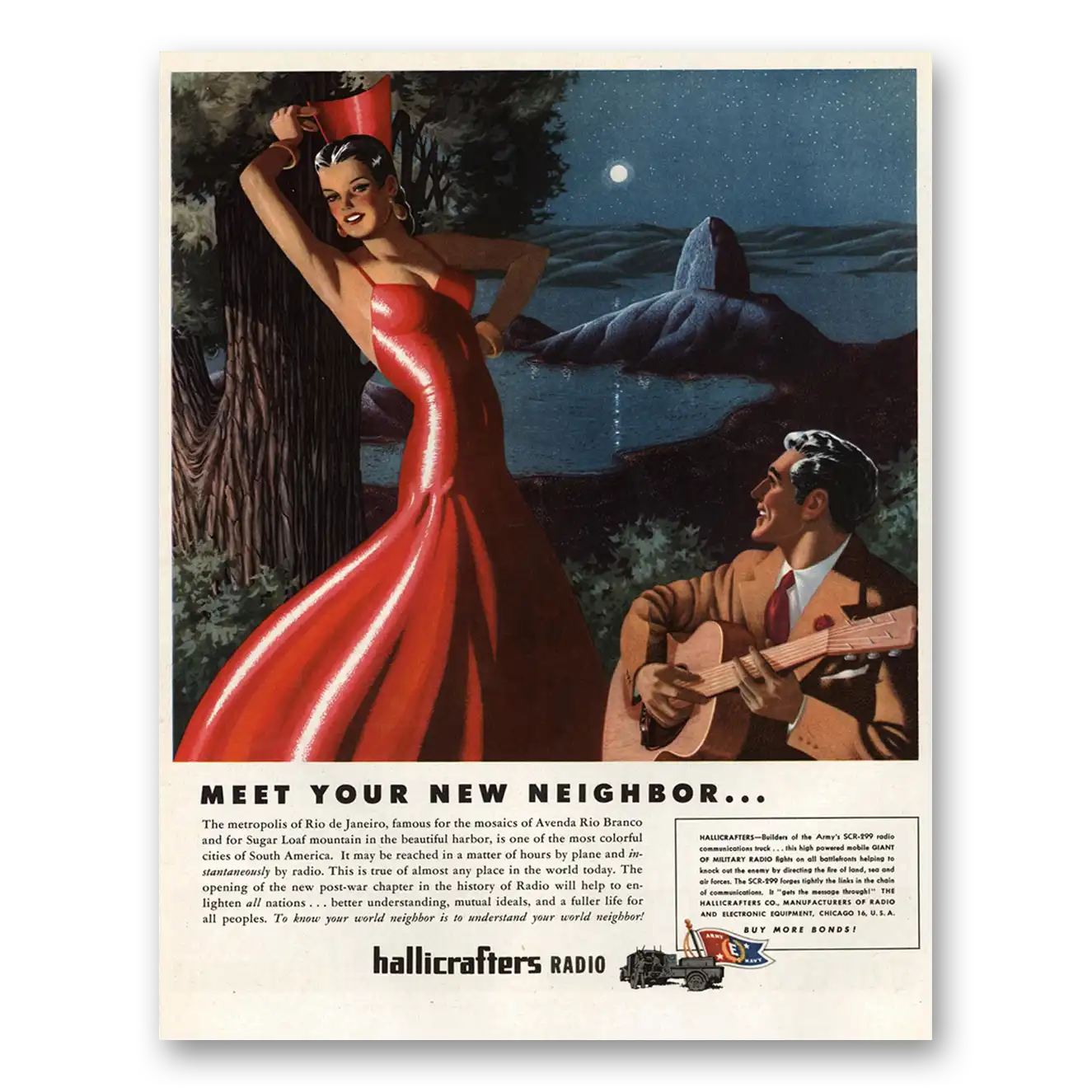 1944 Hallicrafters Metropolis of Rio de Janeiro Vintage Magazine Print Ad